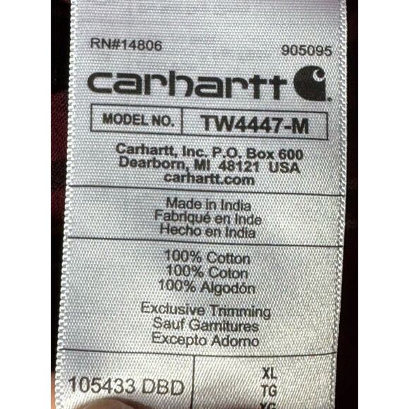 Carhartt Men's Long Sleeve Loose Fit Red Plaid Button Up Shirt - Size XL - Picture 5 of 5